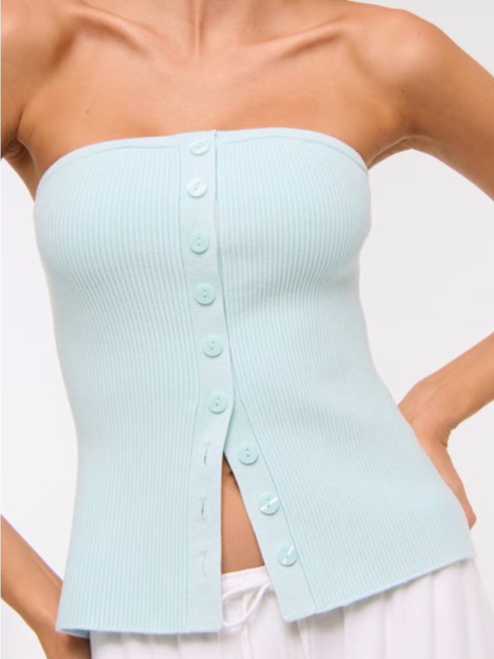 Abercrombie & Fitch Ottoman Button-Front Tube Top